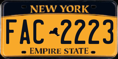 NY license plate FAC2223