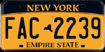 NY license plate FAC2239