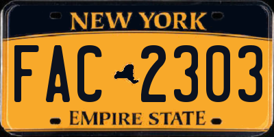 NY license plate FAC2303