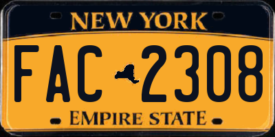 NY license plate FAC2308