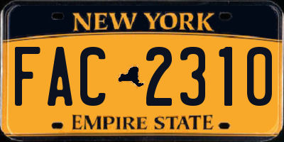 NY license plate FAC2310