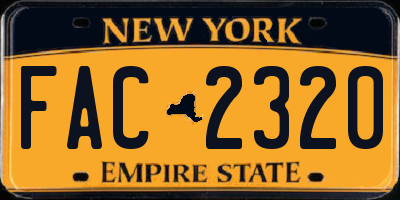 NY license plate FAC2320