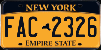 NY license plate FAC2326