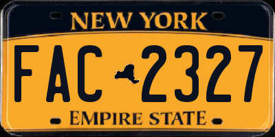 NY license plate FAC2327