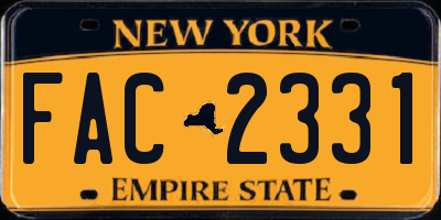 NY license plate FAC2331