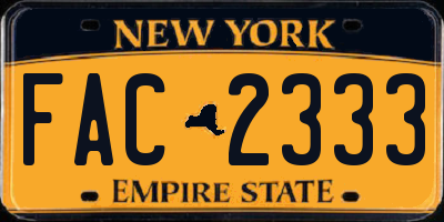 NY license plate FAC2333