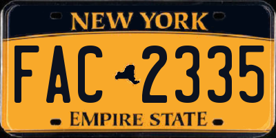 NY license plate FAC2335