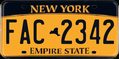 NY license plate FAC2342