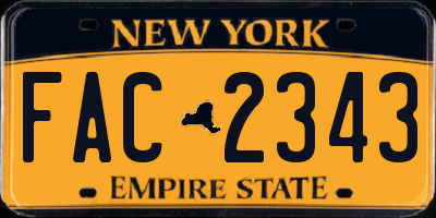 NY license plate FAC2343