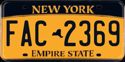 NY license plate FAC2369