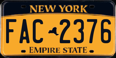 NY license plate FAC2376