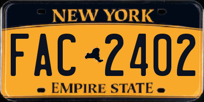 NY license plate FAC2402