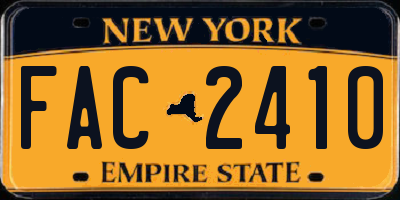 NY license plate FAC2410