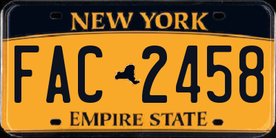 NY license plate FAC2458