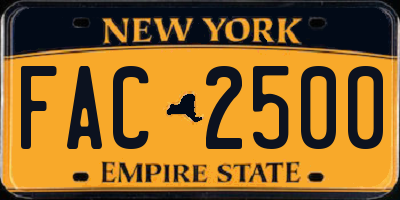 NY license plate FAC2500