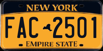 NY license plate FAC2501
