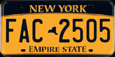 NY license plate FAC2505