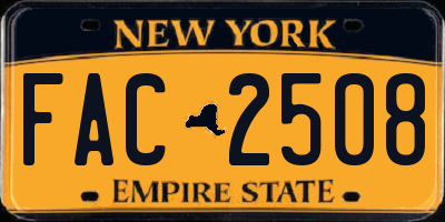 NY license plate FAC2508