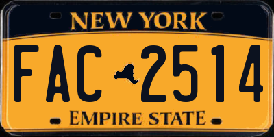 NY license plate FAC2514