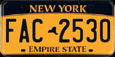 NY license plate FAC2530