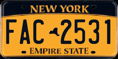 NY license plate FAC2531