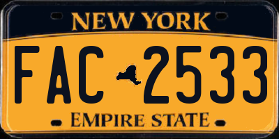 NY license plate FAC2533