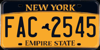 NY license plate FAC2545