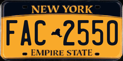 NY license plate FAC2550