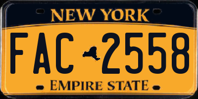 NY license plate FAC2558