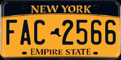 NY license plate FAC2566