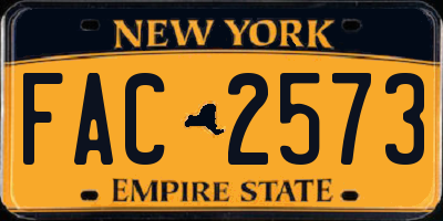 NY license plate FAC2573