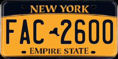 NY license plate FAC2600