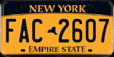 NY license plate FAC2607