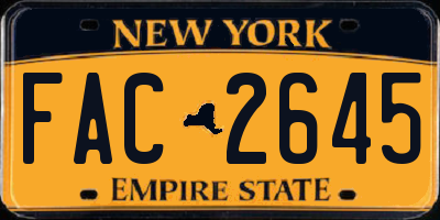 NY license plate FAC2645