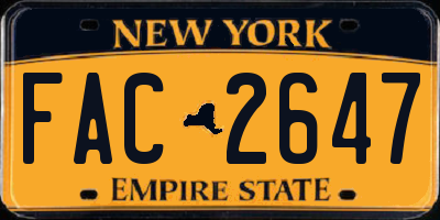 NY license plate FAC2647