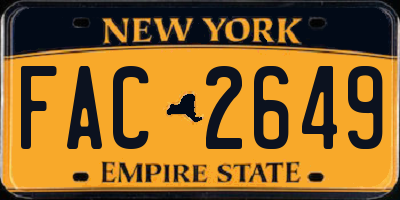 NY license plate FAC2649