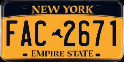 NY license plate FAC2671