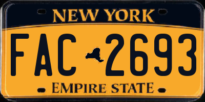 NY license plate FAC2693