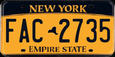 NY license plate FAC2735