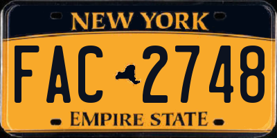 NY license plate FAC2748