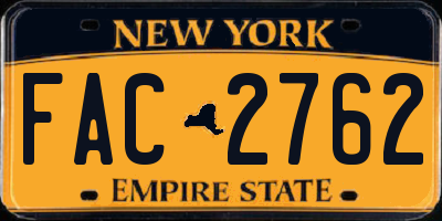 NY license plate FAC2762