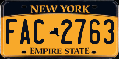 NY license plate FAC2763