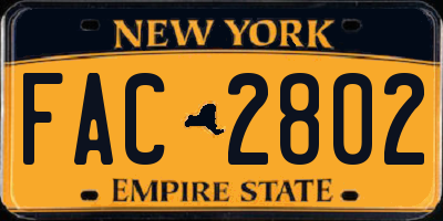 NY license plate FAC2802