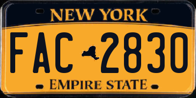 NY license plate FAC2830