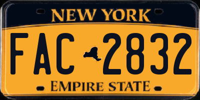 NY license plate FAC2832