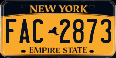 NY license plate FAC2873
