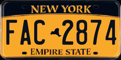 NY license plate FAC2874