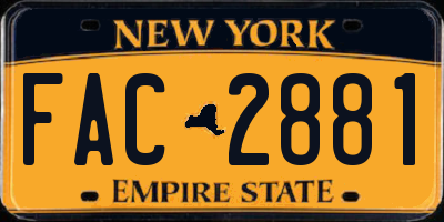 NY license plate FAC2881