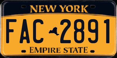 NY license plate FAC2891