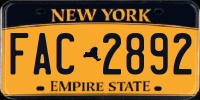 NY license plate FAC2892
